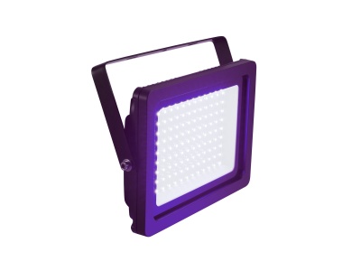 Refletor LED quadrado roxo com LEDs visíveis