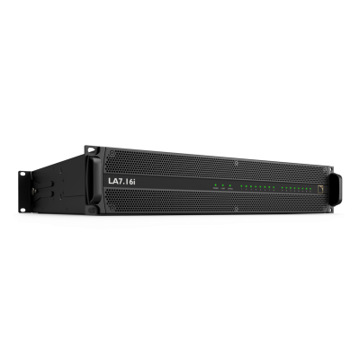 Amplificador de áudio LA7.16i preto com LEDs verdes