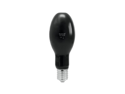 Lâmpada preta oval com base metálica e texto Daneller 12V 20W CE