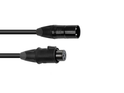Cabo de áudio preto com conectores XLR de três pinos