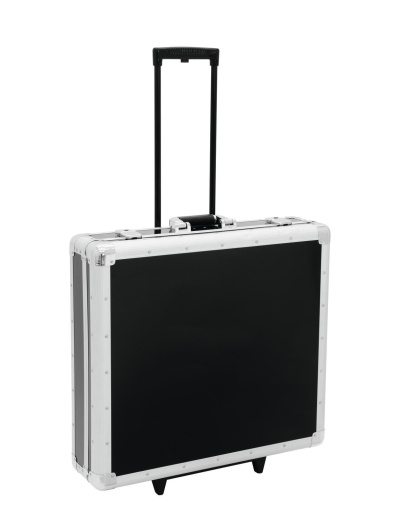 Mala rígida preta com puxador e rodinhas