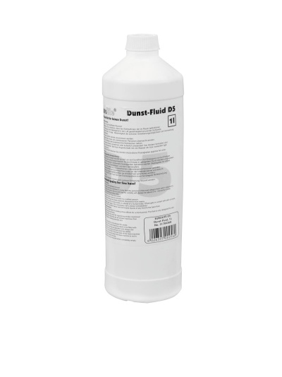 Frasco branco de plástico com etiqueta branca e texto preto Dunst-Fluid D5.