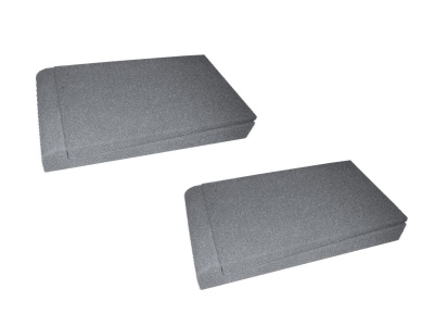 Dois colchões cinzentos com textura lisa lado a lado