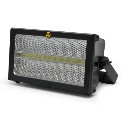 Refletor LED preto com lente retangular prateada texturizada e suporte ajustável