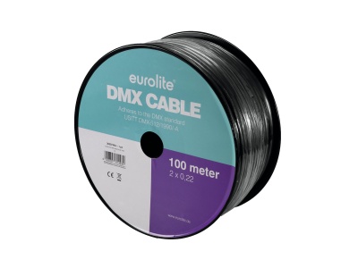 Bobina de cabo preto para DMX com etiqueta colorida eurolite 100 metros