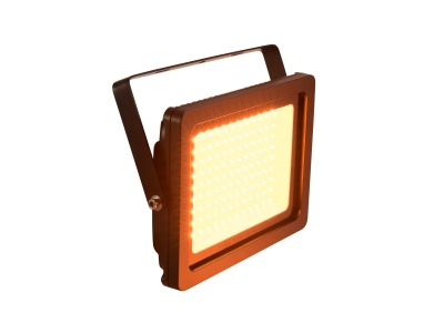 Refletor LED quadrado castanho com luz amarela e alça ajustável