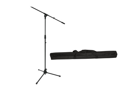 Suporte de microfone preto com bolsa de transporte