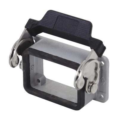 Fecho metálico com alavanca plástica preta para invólucro eletrônico