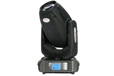 Aparelho de iluminação moving head preto com visor digital azul