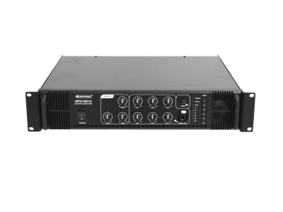 Amplificador profissional de áudio BEHRINGER preto com botões e LEDs