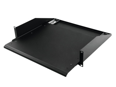 Bandeja deslizante metálica preta para montagem em rack