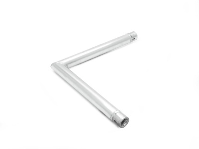 Tubo metálico prateado em forma de ângulo reto