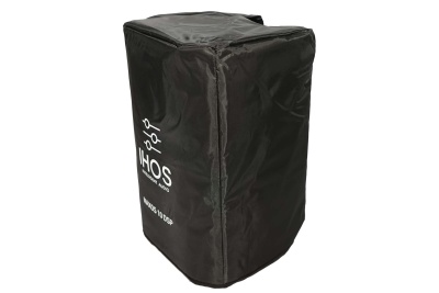 Capa protetora negra para coluna de som com texto HOS