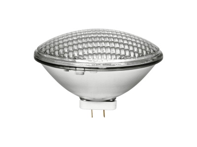 Lâmpada LED PAR30 prateada com base bipino e frontal texturizado