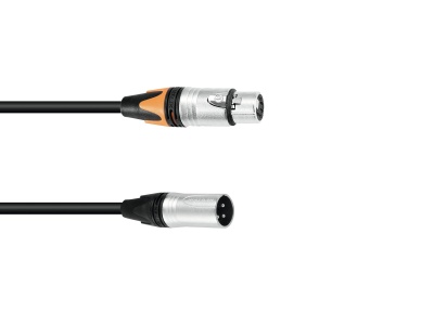 Cabo de áudio preto com conectores XLR metalizados