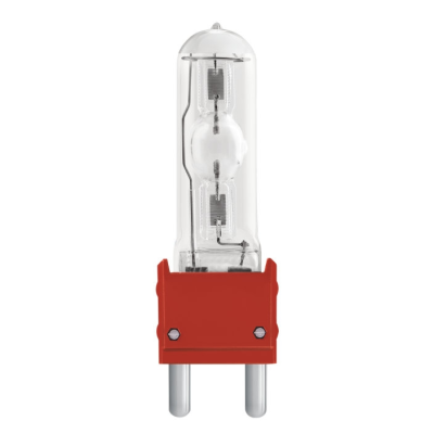 Lâmpada halogénea de vidro transparente com base vermelha
