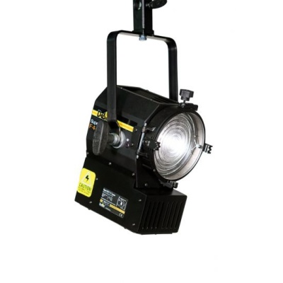 Refletor profissional preto com lente frontal circular e suporte de fixação