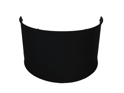 Protetor facial transparente com visor curvo e suporte preto