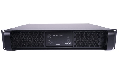 Amplificador de áudio profissional SHOK S1600 preto com painel frontal em padrão colmeia