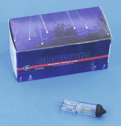 Caixa de lâmpada halogénea GE Lighting SHOWBIZ com lâmpada transparente junto