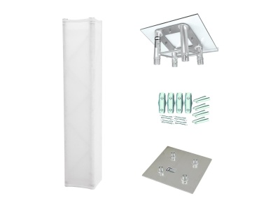 Conjunto para luminária suspensa com tecido branco, base metálica, placa e parafusos