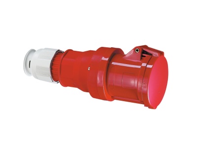 Tomada industrial vermelha e branca com tampa