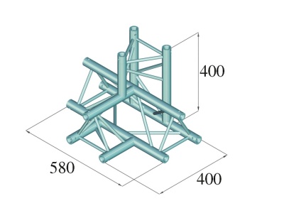 estrutura metálica tridimensional prateada com tubos e reforços triangulares