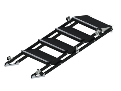 Escada de suporte dobrável preta com degraus antiderrapantes
