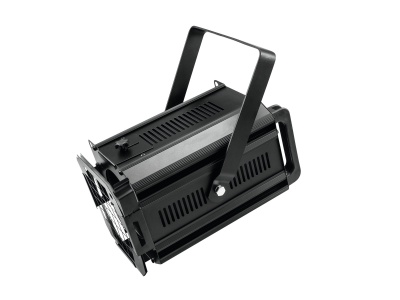 Projetor ou luz cênica preta em metal com alça ajustável e ventilação
