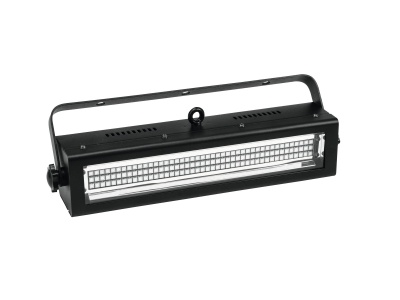 Luz de palco retangular preta com grade frente e suporte superior