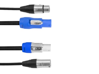 Cabo áudio com conectores XLR azul e preto