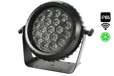 Projetor LED redondo preto com 24 LEDs e suporte de fixação