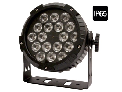 Projetor LED circular preto com 19 lentes e símbolo IP65