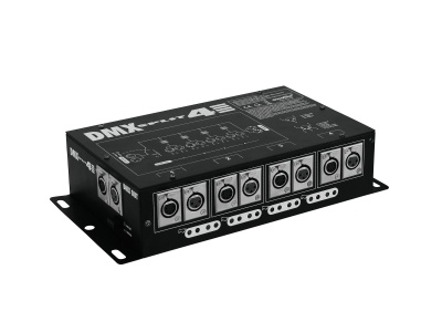 Interface de controle DMX 4S preta com oito entradas cirulares e texto branco