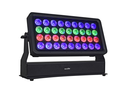 Projetor LED retangular com LEDs coloridos e suporte ajustável