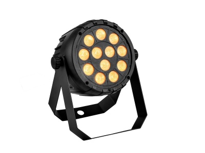 Refletor LED redondo preto com 12 luzes amarelas