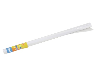 Rolo de plástico branco com etiqueta colorida