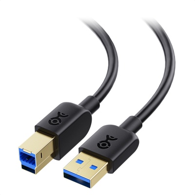 Cabo USB preto com conectores tipo A e B