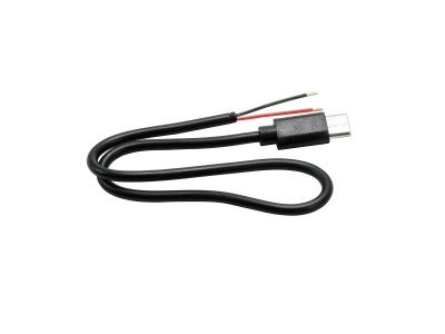 Cabo USB tipo C preto com fios expostos