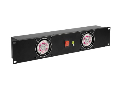 Ventoinha preta de servidor com duas ventoinhas e botão vermelho