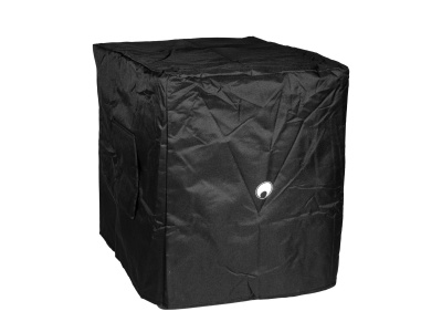 Capa protetora preta em tecido com ilhó circular