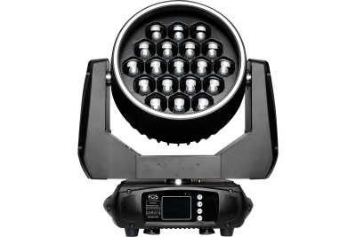Luz de palco moving head com múltiplos LEDs e painel de controlo
