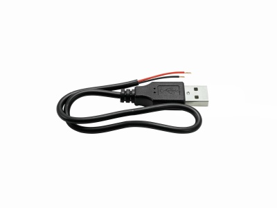 Cabo USB tipo A preto com fios expostos