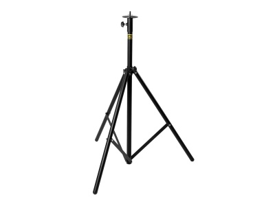 Tripé preto ajustável para suporte fotográfico ou de iluminação