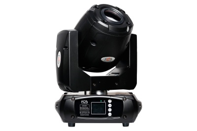 Cabeça móvel para iluminação profissional FOS preta com painel digital em fundo branco