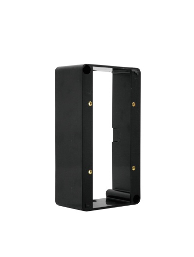 Estrutura retangular preta metálica com parafusos dourados