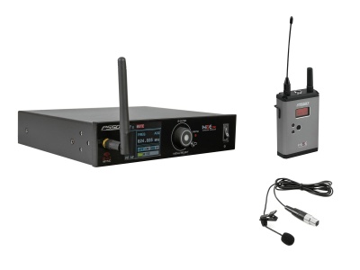 Equipamento de som wireless com receptor, transmissor e microfone de lapela