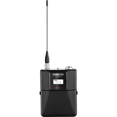 Transmissor sem fios preto SHURE GLXD1 com antena e visor digital