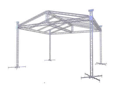 Estrutura metálica modular em alumínio prateado para tendas