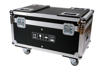 Caixa de transporte preta com fechaduras e rodas